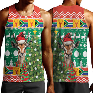 South Africa Springbok Men Tank Top Christmas Tree - Lightning Art