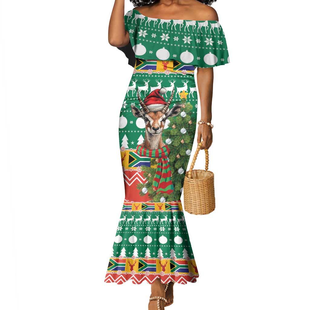 South Africa Springbok Mermaid Dress Christmas Tree - Lightning Art