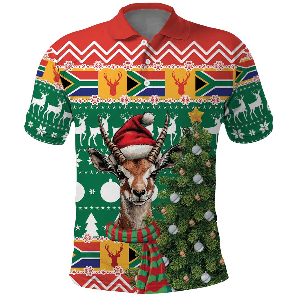 South Africa Springbok Polo Shirt Christmas Tree - Lightning Art