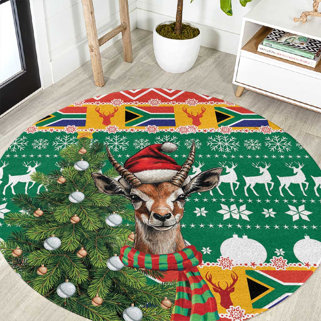 South Africa Springbok Round Carpet Christmas Tree - Lightning Art