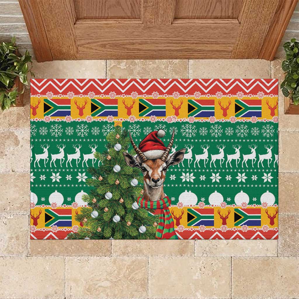 South Africa Springbok Rubber Doormat Christmas Tree - Lightning Art