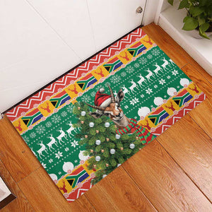 South Africa Springbok Rubber Doormat Christmas Tree - Lightning Art