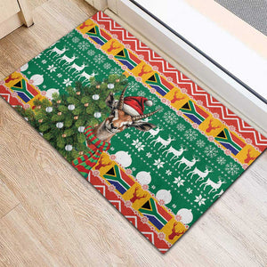 South Africa Springbok Rubber Doormat Christmas Tree - Lightning Art