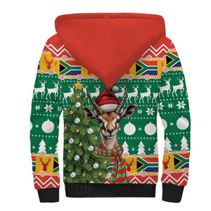 South Africa Springbok Sherpa Hoodie Christmas Tree - Lightning Art