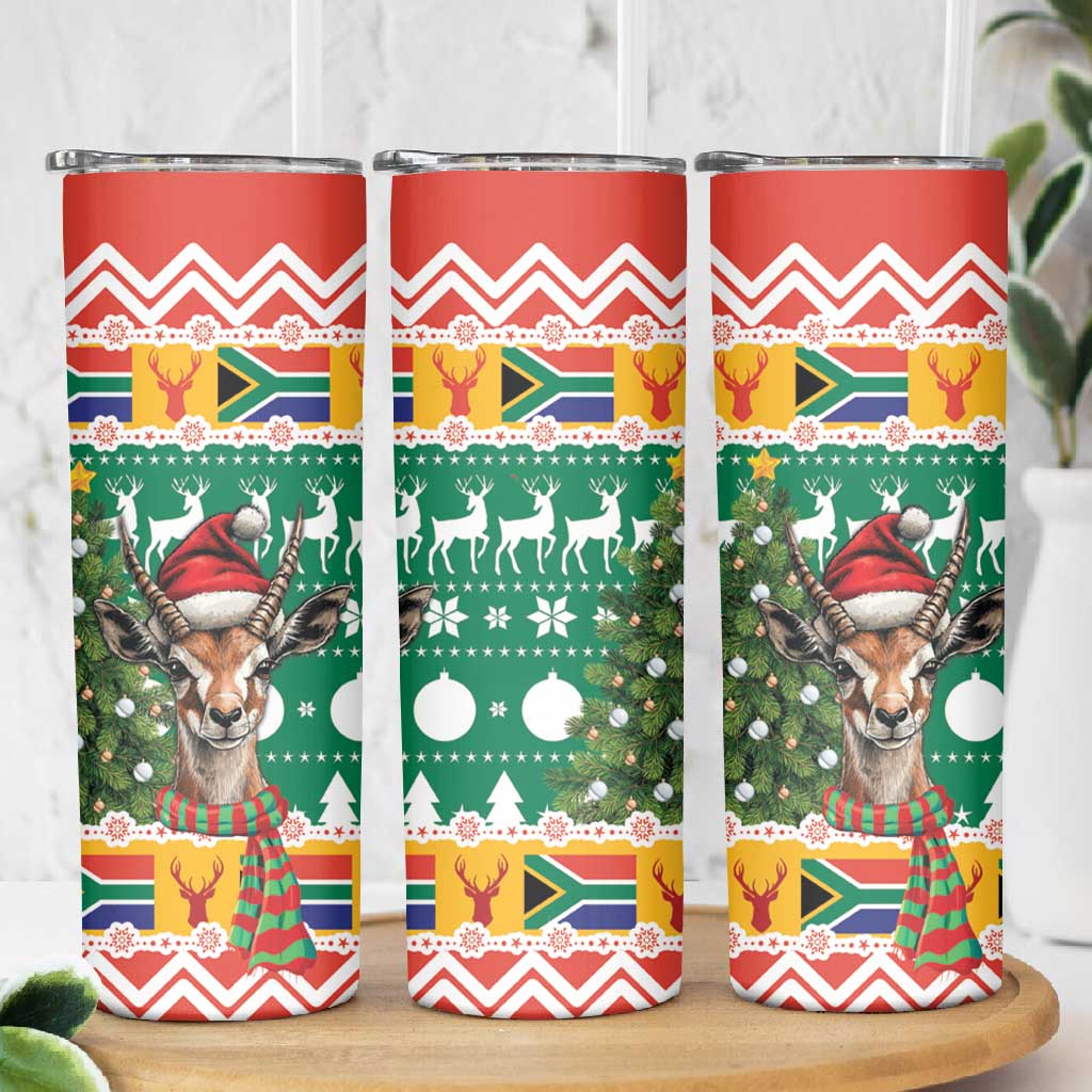 South Africa Springbok Skinny Tumbler Christmas Tree - Lightning Art