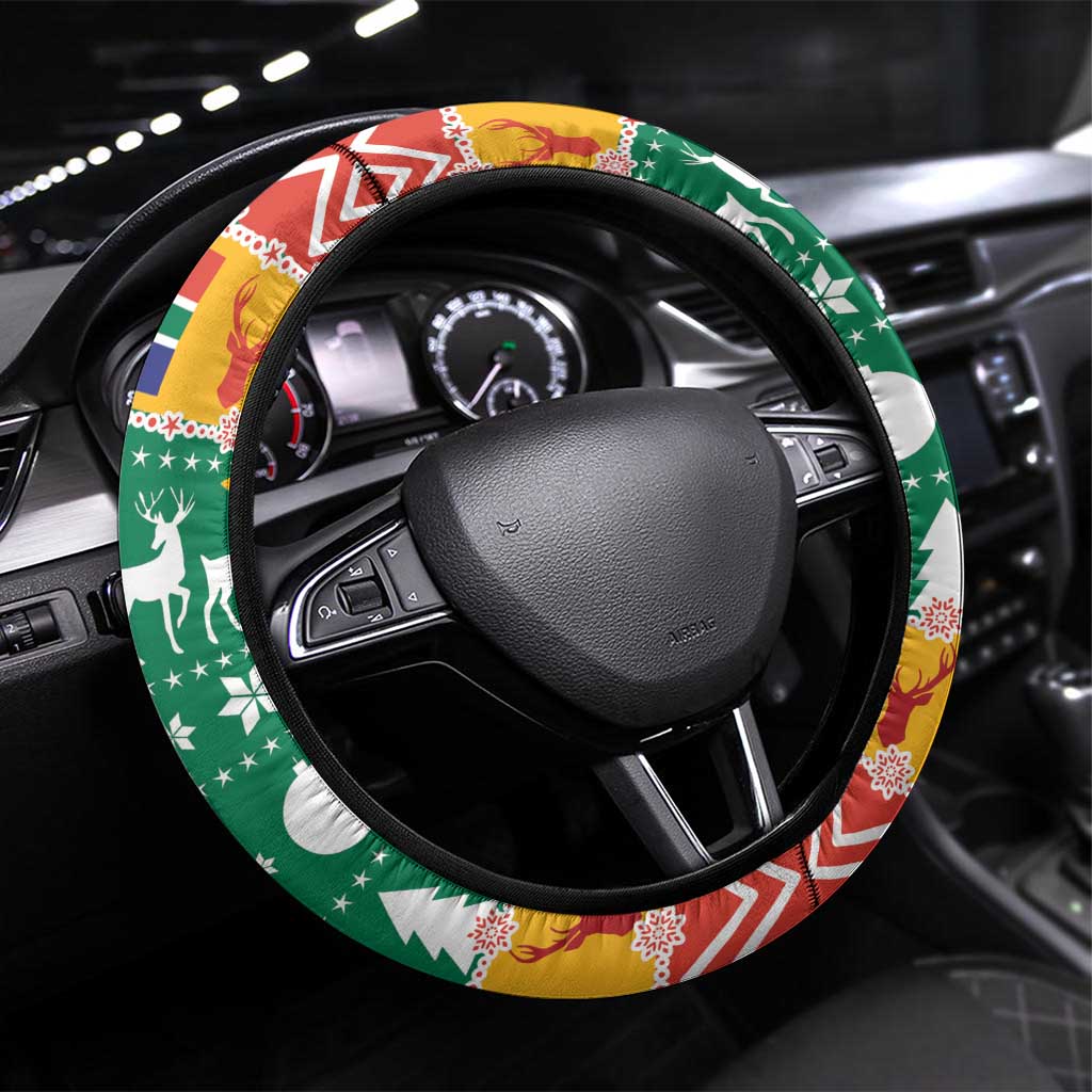 South Africa Springbok Steering Wheel Cover Christmas Tree - Lightning Art