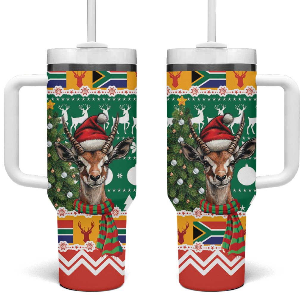 South Africa Springbok Tumbler With Handle Christmas Tree - Lightning Art