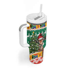 South Africa Springbok Tumbler With Handle Christmas Tree - Lightning Art