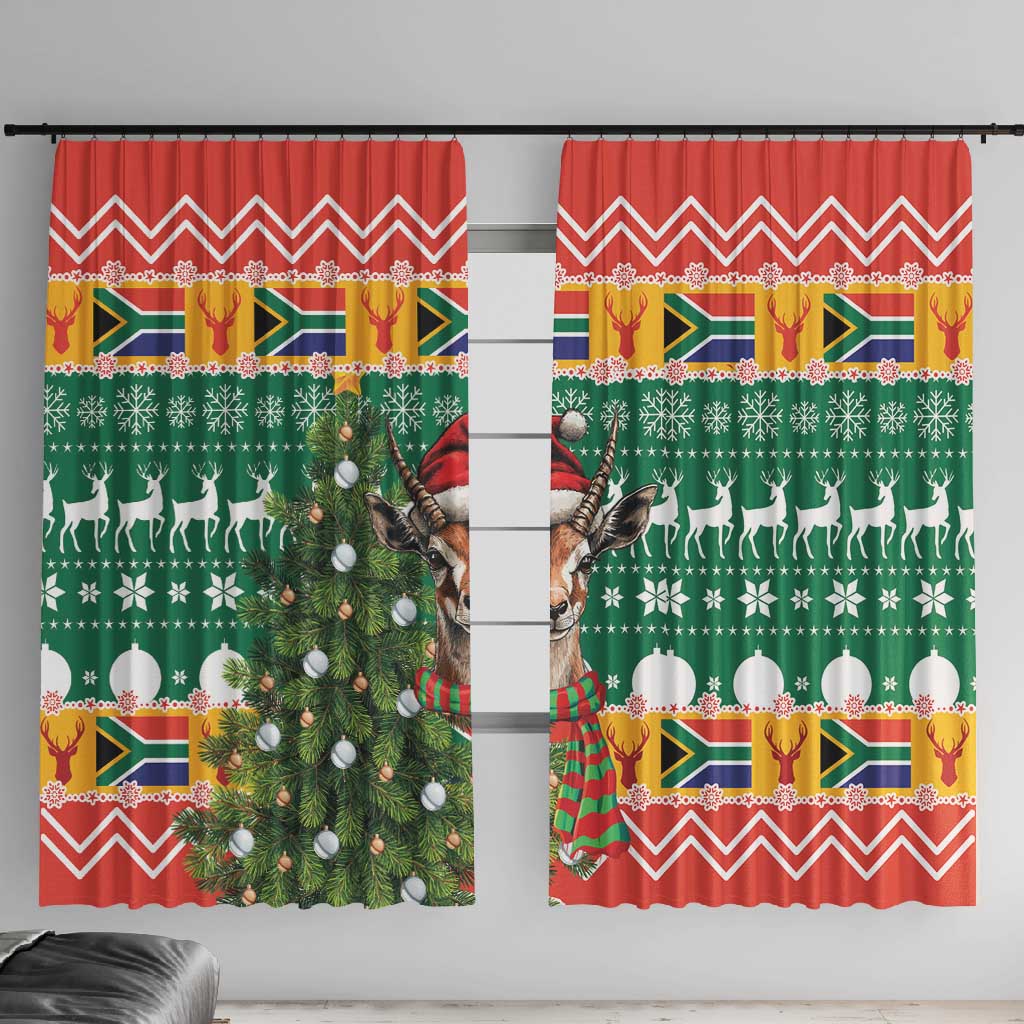 South Africa Springbok Window Curtain Christmas Tree - Lightning Art