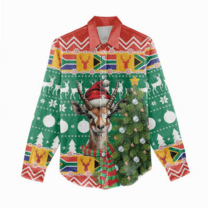 South Africa Springbok Women Casual Shirt Christmas Tree - Lightning Art