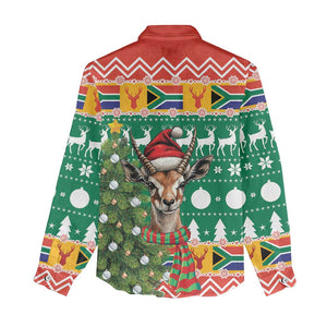 South Africa Springbok Women Casual Shirt Christmas Tree - Lightning Art