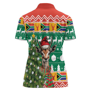 South Africa Springbok Women Polo Shirt Christmas Tree - Lightning Art