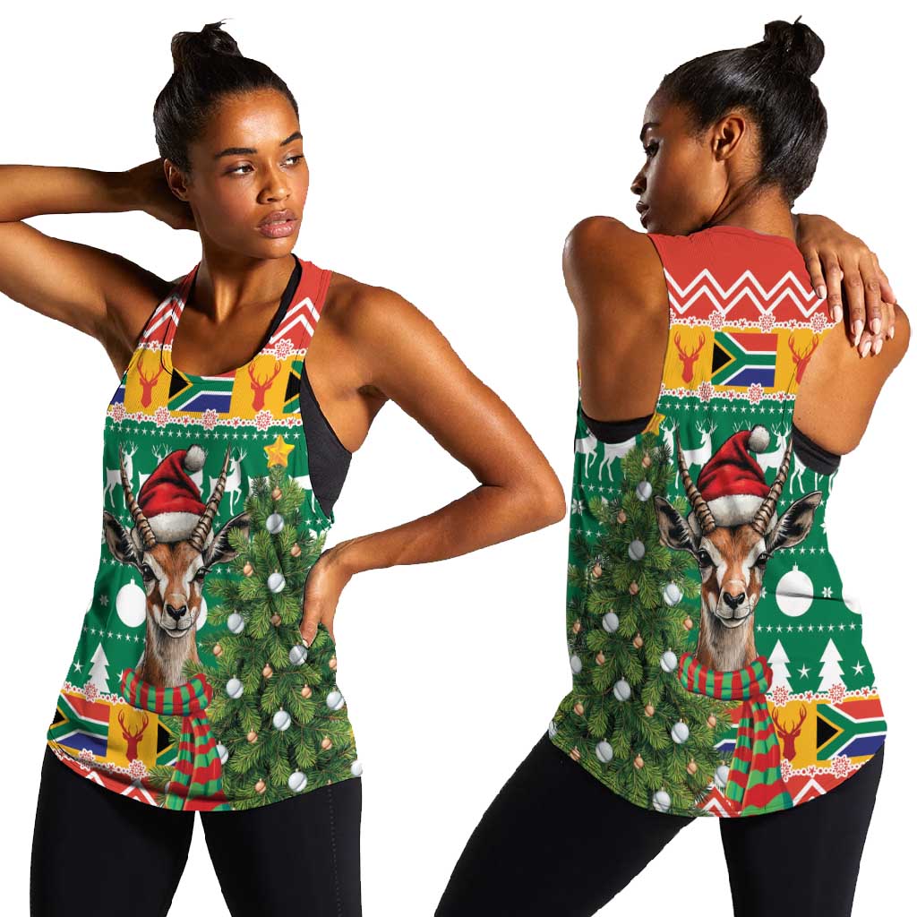 South Africa Springbok Women Racerback Tank Christmas Tree - Lightning Art