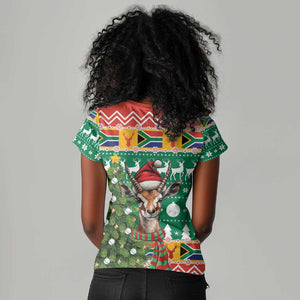 South Africa Springbok Women V-Neck T-Shirt Christmas Tree - Lightning Art