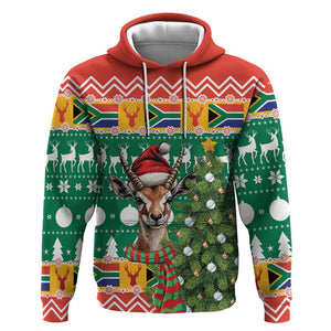 South Africa Springbok Zip Hoodie Christmas Tree - Lightning Art