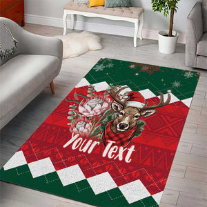 Personalized South Africa Merry Christmas Area Rug Springbok With King Protea