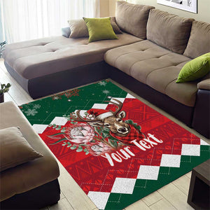 Personalized South Africa Merry Christmas Area Rug Springbok With King Protea