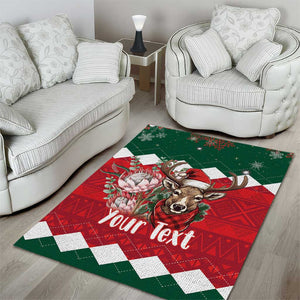 Personalized South Africa Merry Christmas Area Rug Springbok With King Protea