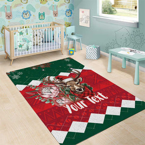 Personalized South Africa Merry Christmas Area Rug Springbok With King Protea