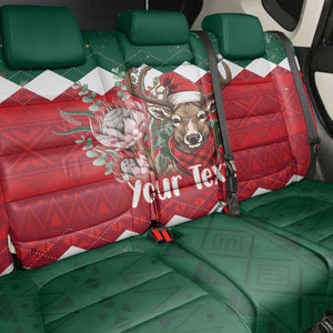 Personalized South Africa Merry Christmas Back Car Seat Cover Springbok With King Protea