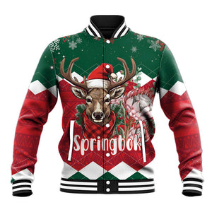 Personalized South Africa Merry Christmas Baseball Jacket Springbok With King Protea LT18