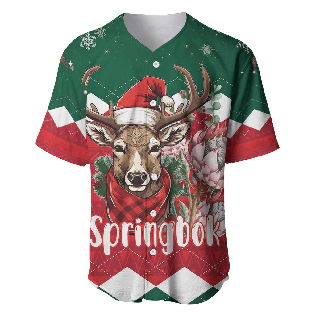 Personalized South Africa Merry Christmas Baseball Jersey Springbok With King Protea