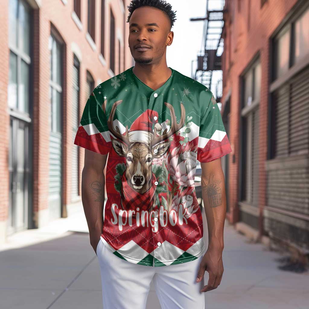 Personalized South Africa Merry Christmas Baseball Jersey Springbok With King Protea