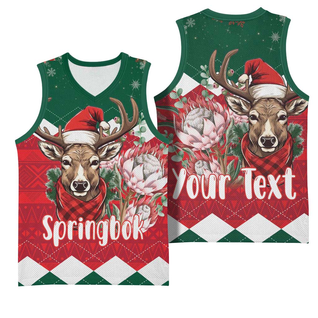 Personalized South Africa Merry Christmas Basketball Jersey Springbok With King Protea LT18