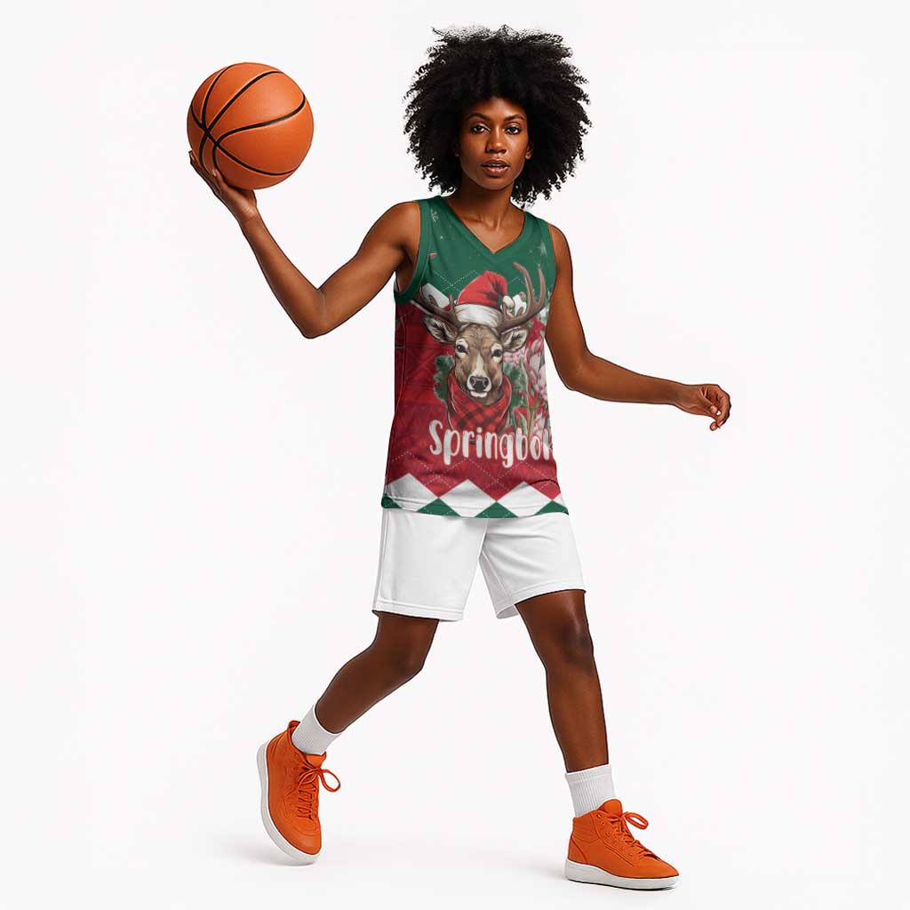 Personalized South Africa Merry Christmas Basketball Jersey Springbok With King Protea LT18