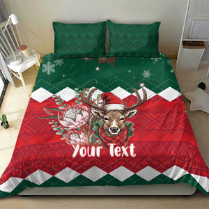 Personalized South Africa Merry Christmas Bedding Set Springbok With King Protea