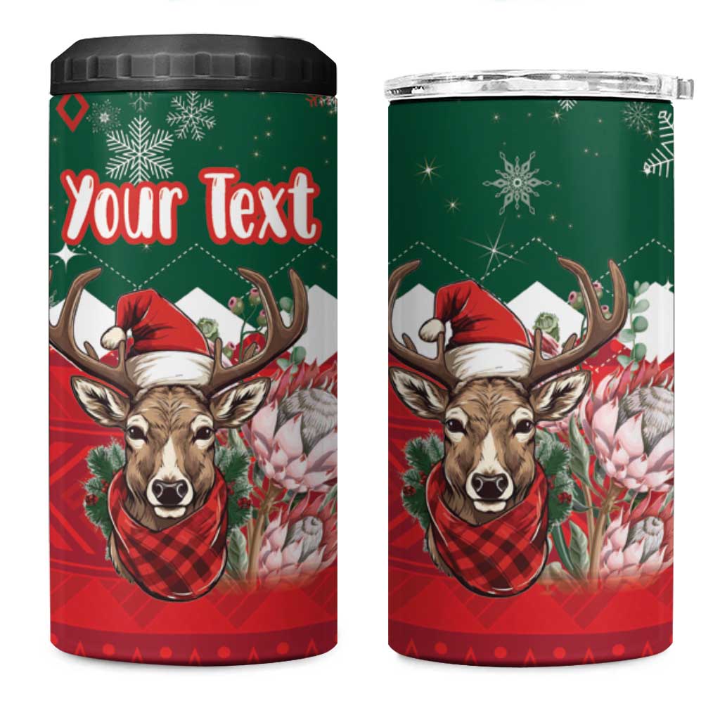 Personalized South Africa Merry Christmas 4 in 1 Can Cooler Tumbler Springbok With King Protea