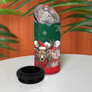 Personalized South Africa Merry Christmas 4 in 1 Can Cooler Tumbler Springbok With King Protea