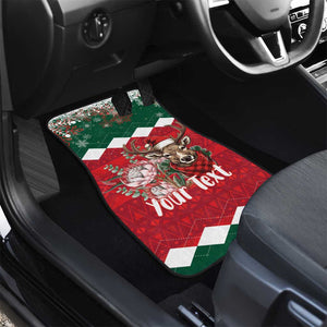 Personalized South Africa Merry Christmas Car Mats Springbok With King Protea