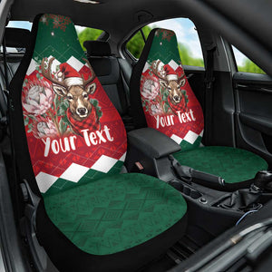 Personalized South Africa Merry Christmas Car Seat Cover Springbok With King Protea