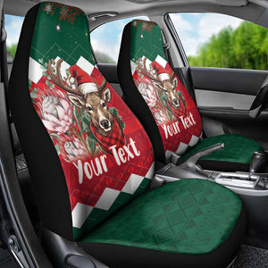 Personalized South Africa Merry Christmas Car Seat Cover Springbok With King Protea