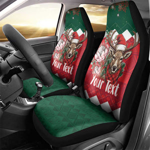 Personalized South Africa Merry Christmas Car Seat Cover Springbok With King Protea