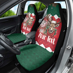 Personalized South Africa Merry Christmas Car Seat Cover Springbok With King Protea