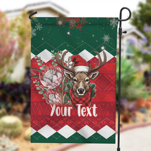 Personalized South Africa Merry Christmas Garden Flag Springbok With King Protea