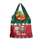 Personalized South Africa Merry Christmas Grocery Bag Springbok With King Protea
