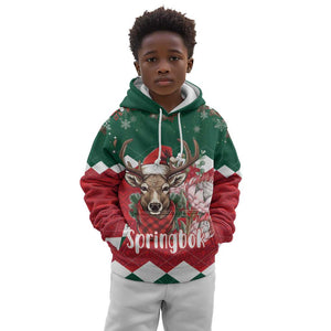 Personalized South Africa Merry Christmas Kid Hoodie Springbok With King Protea