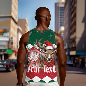 Personalized South Africa Merry Christmas Men Tank Top Springbok With King Protea