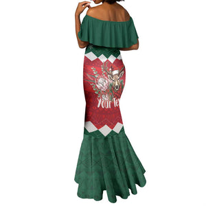 Personalized South Africa Merry Christmas Mermaid Dress Springbok With King Protea