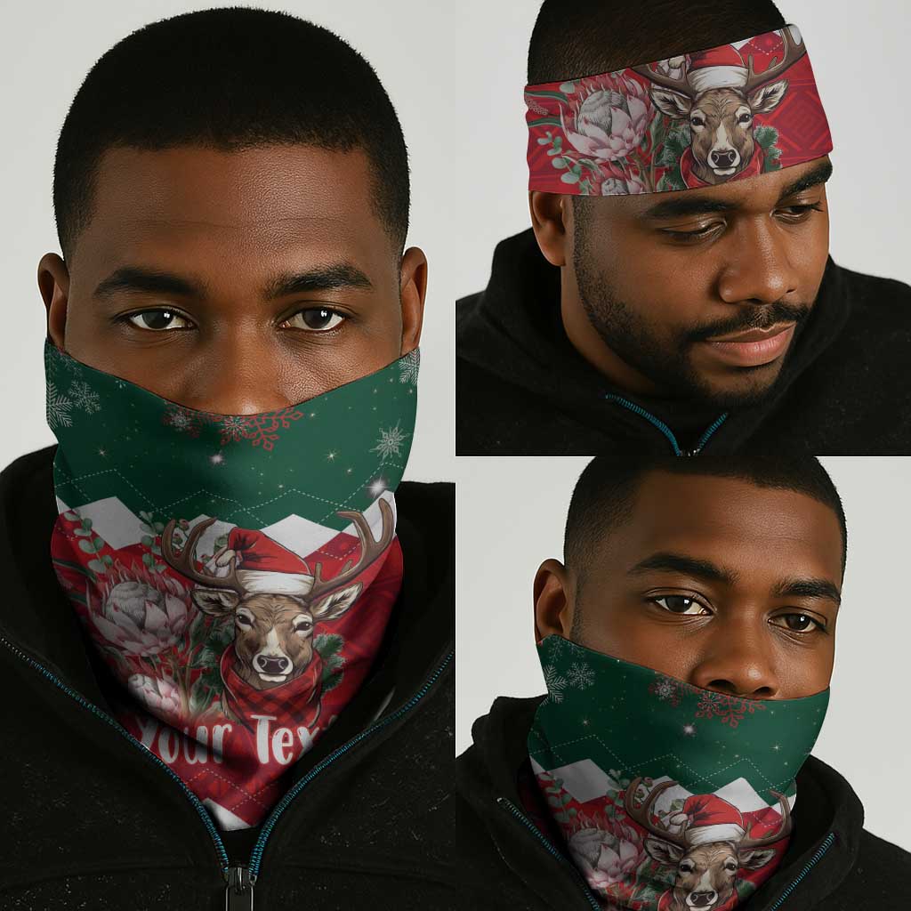 Personalized South Africa Merry Christmas Neck Gaiter Springbok King Protea LT18