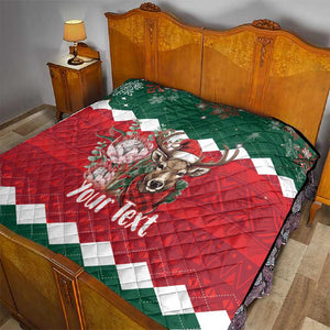 Personalized South Africa Merry Christmas Quilt Springbok With King Protea