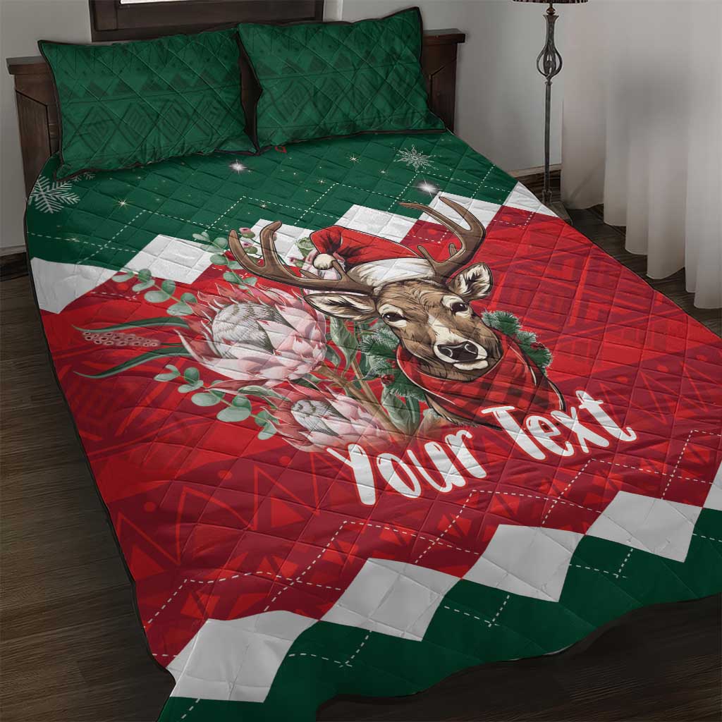 Personalized South Africa Merry Christmas Quilt Bed Set Springbok With King Protea