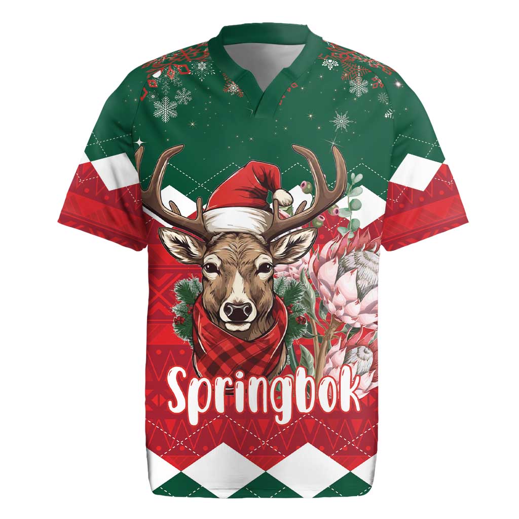 Personalized South Africa Merry Christmas Rugby Jersey Springbok With King Protea