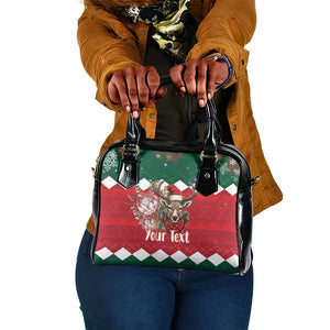 Personalized South Africa Merry Christmas Shoulder Handbag Springbok With King Protea