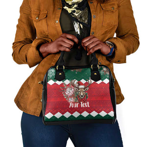 Personalized South Africa Merry Christmas Shoulder Handbag Springbok With King Protea