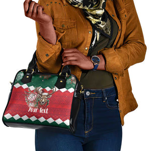 Personalized South Africa Merry Christmas Shoulder Handbag Springbok With King Protea