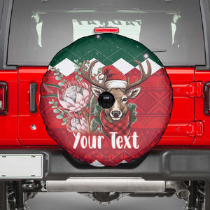 Personalized South Africa Merry Christmas Spare Tire Cover Springbok With King Protea